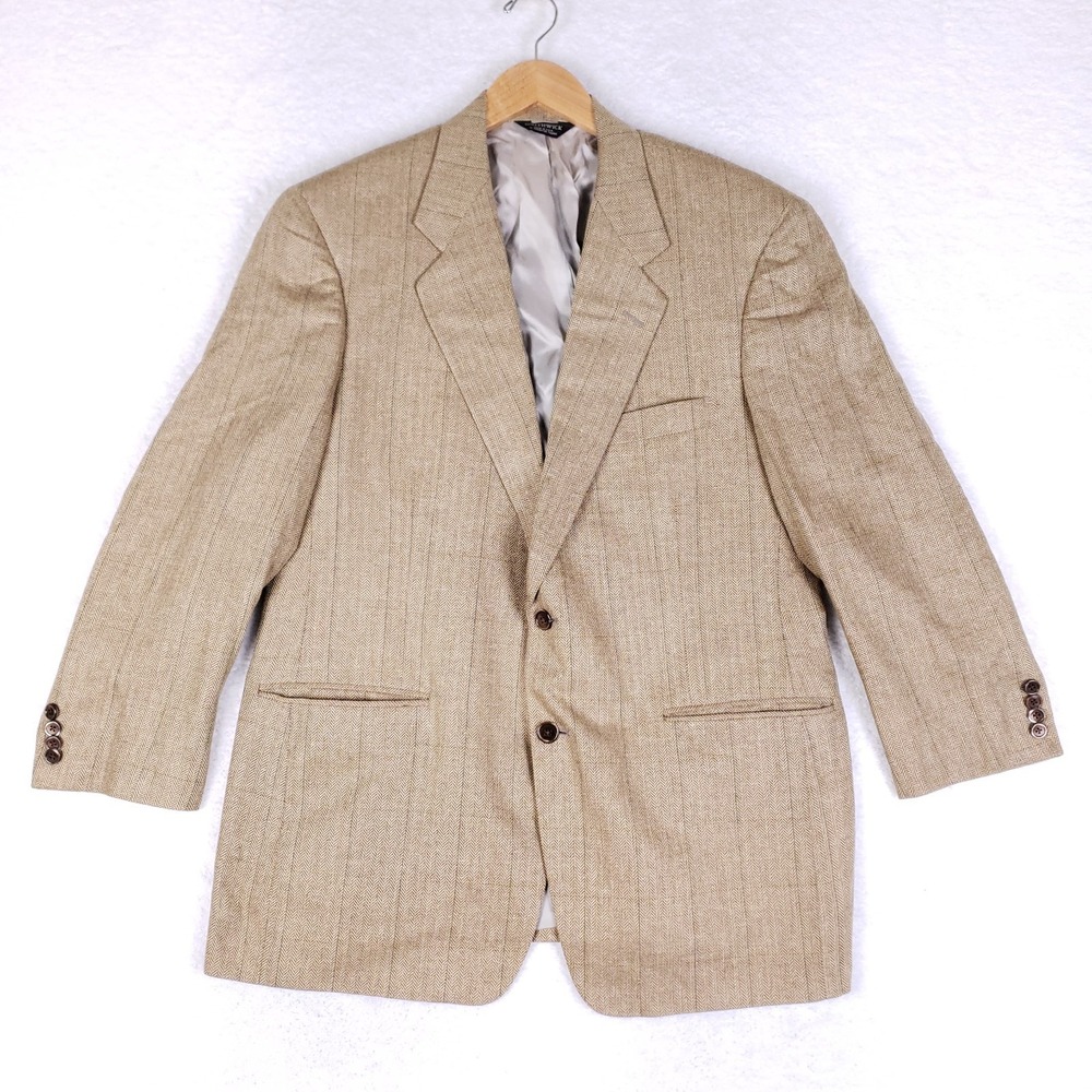Men's Beige Linen-Blend Blazer - Classic Two-Button Sport Coat